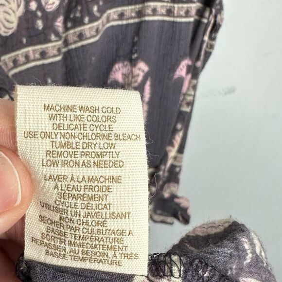 Vintage Y2K Free People Boho Kantha Trim Hippie Peasant Milkmaid Top Size 8 - Picture 5 of 8